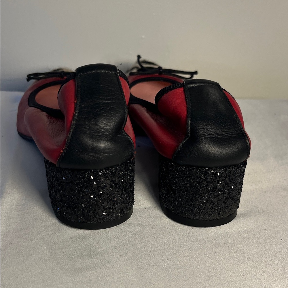 Statement Italian Red and Black Women's  shoes horse hair polka dot toes size 39 - Picture 5 of 9